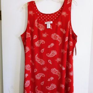 Harlow & Rose Woman Red/White Paisley pattern Sleeveless Reversible Dress M